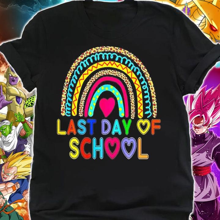 Happy Last Day Of School Teacher Student Rainbow Leopard T-Shirt shirt
