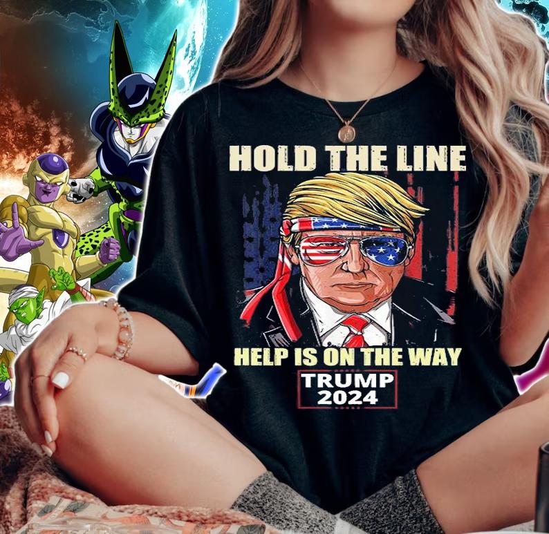 Hold The Line Trump 2024 Anti Biden Conservative Trump Sunglasses Vintage T-Shirt woman shirt