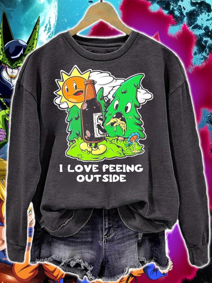 I Love Peeing Outside Retro Camping Drinking Hiking T-Shirt sweatshirt