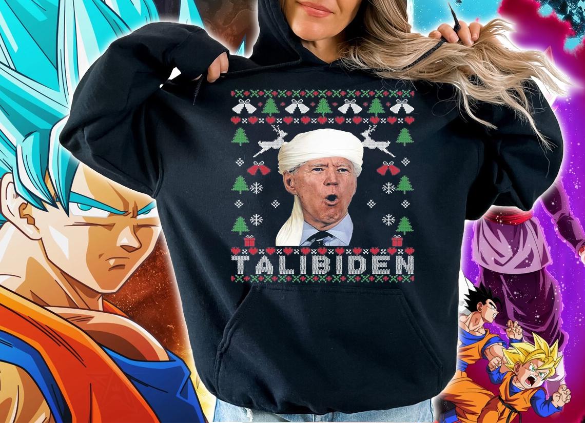 Let's Go Brandon Santa Hat Ugly Christmas Talibiden T-Shirt hoodie