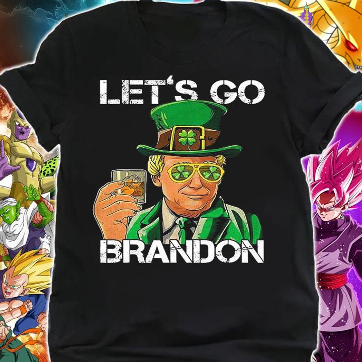 Lets Go Brandon St Patricks Day Trump American Flag Shamrock T-Shirt shirt