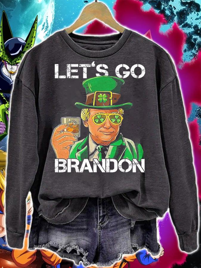 Lets Go Brandon St Patricks Day Trump American Flag Shamrock T-Shirt sweatshirt