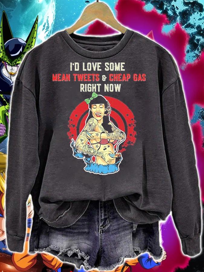 Mean Tweets and Cheap Gas Funny Anti Biden Tattoo Girl T-Shirt sweatshirt