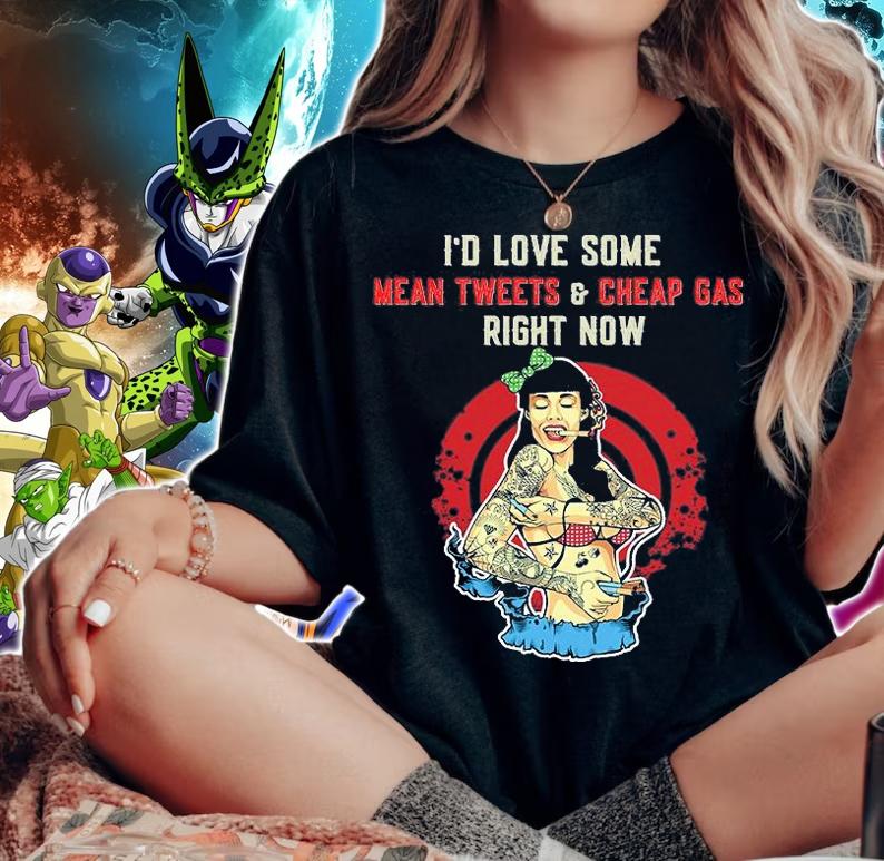 Mean Tweets and Cheap Gas Funny Anti Biden Tattoo Girl T-Shirt woman shirt