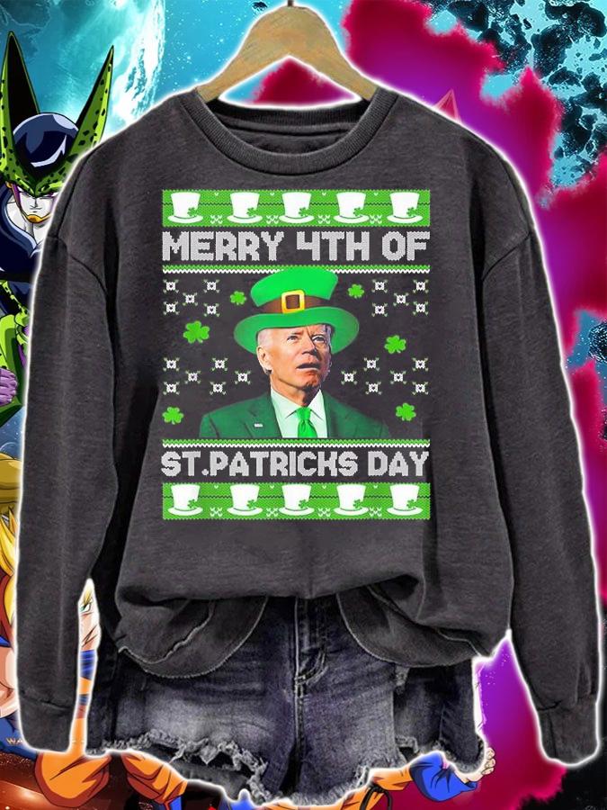 Merry 4th Of St Patricks Day Joe Biden Leprechaun T-Shirt sweatshirt