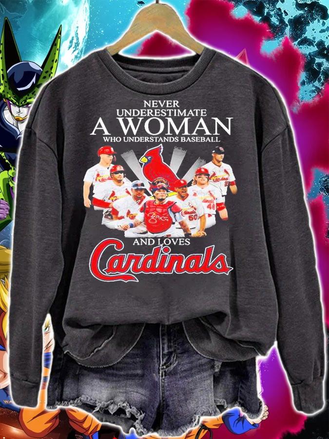 Never Underestimate A Woman Who Understands Baseball And Loves Cardinals T-Shirt sweatshirt