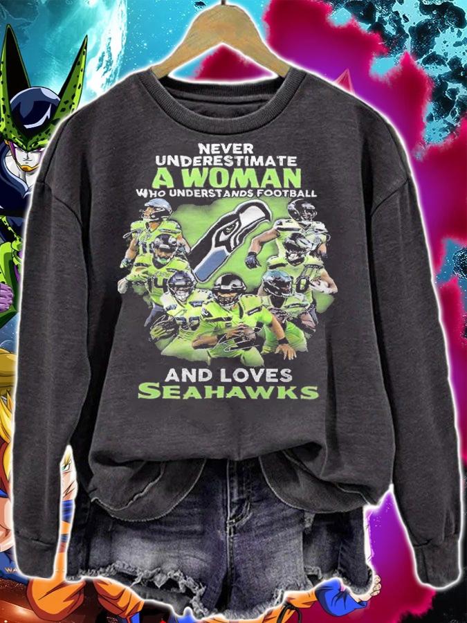 Never Underestimate A Woman Who Understands Football And Love Seahawks Shirt sweatshirt
