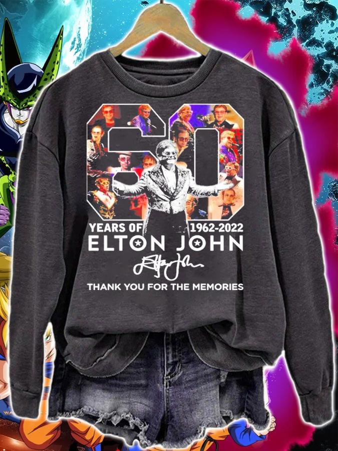 Official 60 Years Of 1962-2022 Elton John Signatures Thank You For The Memories Shirt sweatshirt