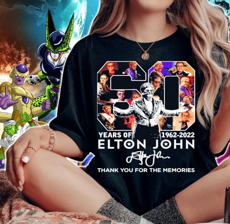 Official 60 Years Of 1962-2022 Elton John Signatures Thank You For The Memories Shirt woman shirt