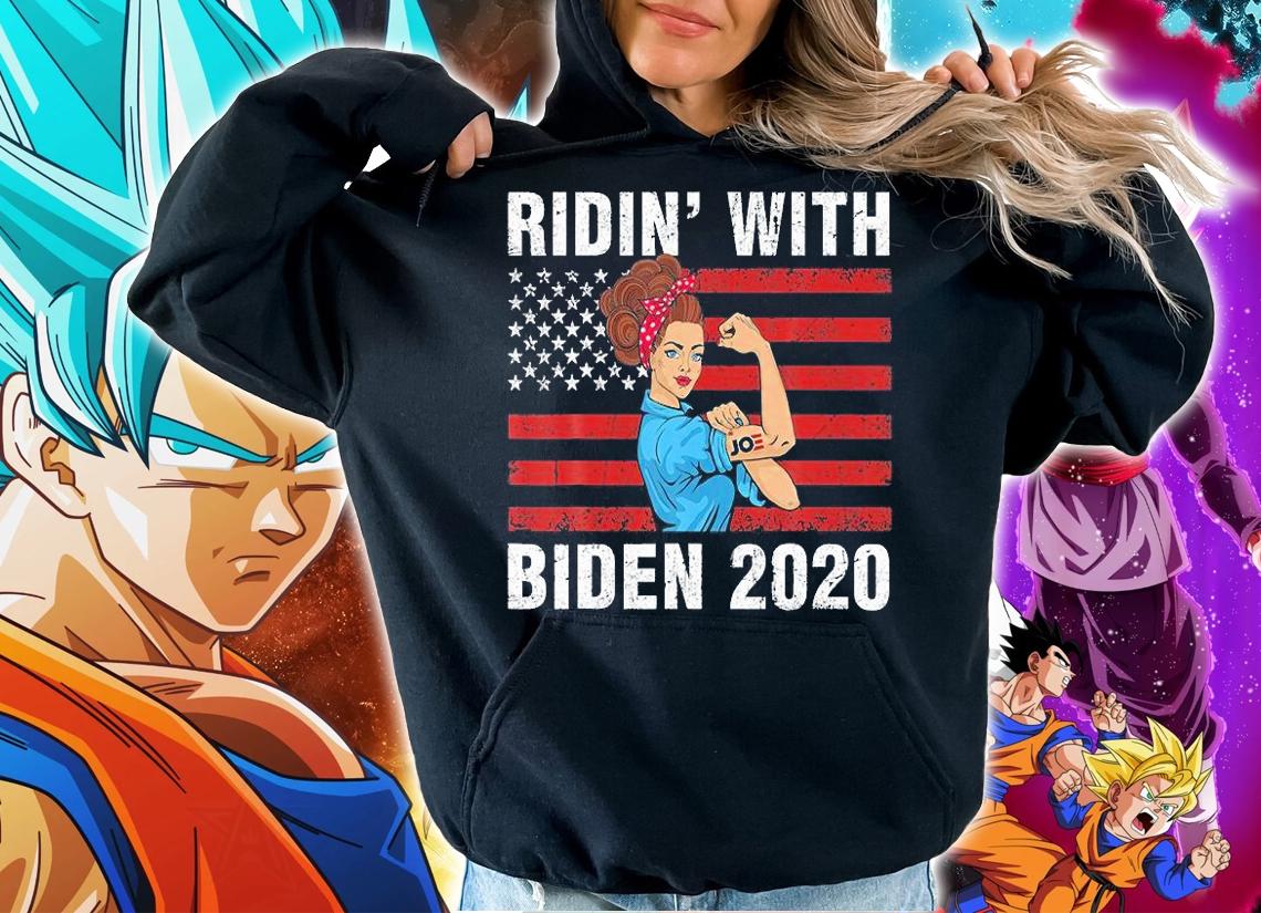Rindin' With Biden 2020 Girl USA Flag T-Shirt hoodie