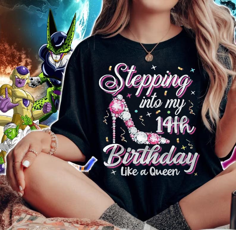 Stepping Into My 14Th Birthday Like A Queen Happy Bday To Me Shirt woman shirt