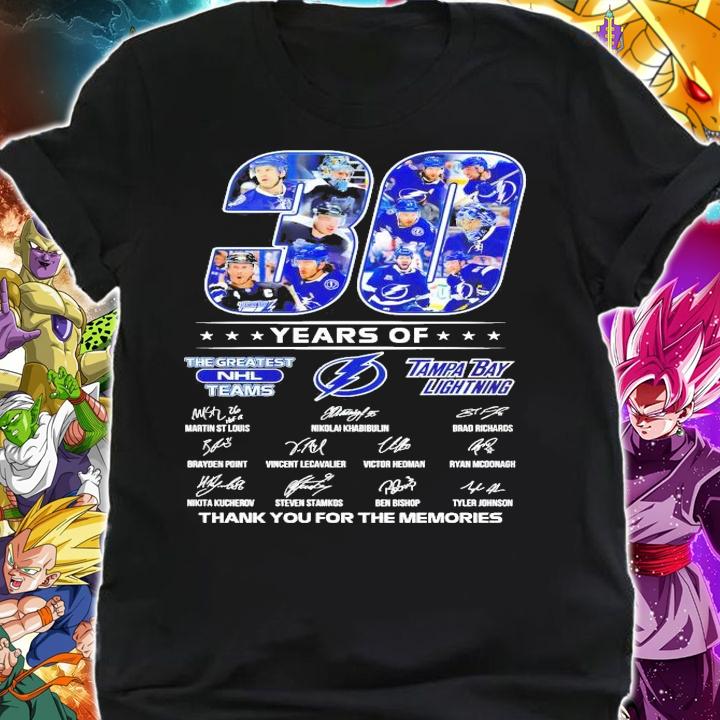 Tampa Bay Lightning 30 years of The Greatest NHL teams thank you for the memories t-shirt shirt