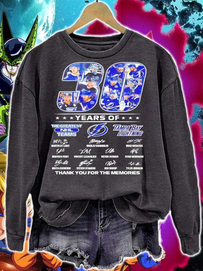 Tampa Bay Lightning 30 years of The Greatest NHL teams thank you for the memories t-shirt sweatshirt