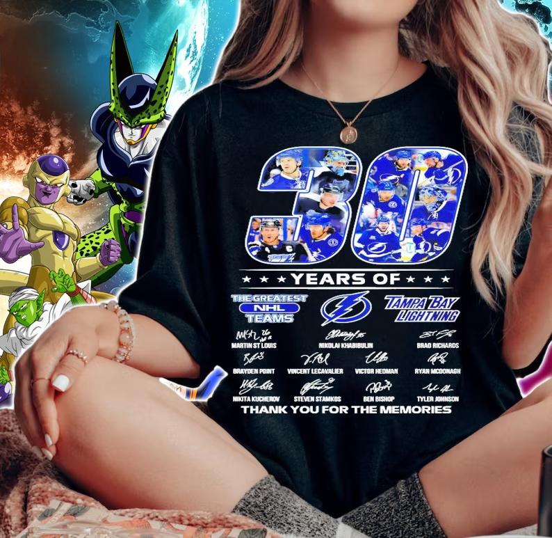 Tampa Bay Lightning 30 years of The Greatest NHL teams thank you for the memories t-shirt woman shirt