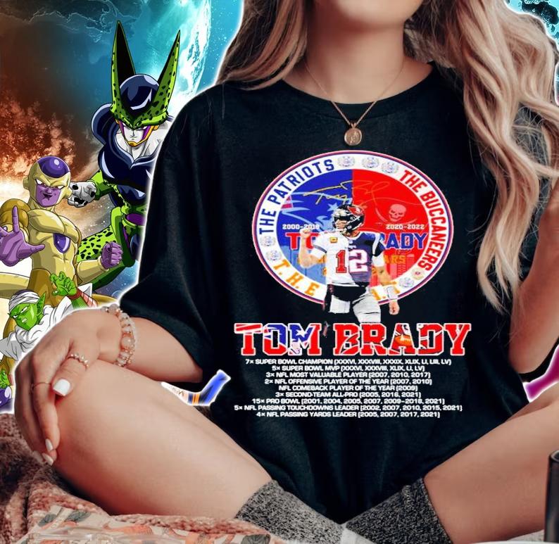 The Patriots The Buccaneers THE GOAT Tom Brady Signatures Shirt woman shirt