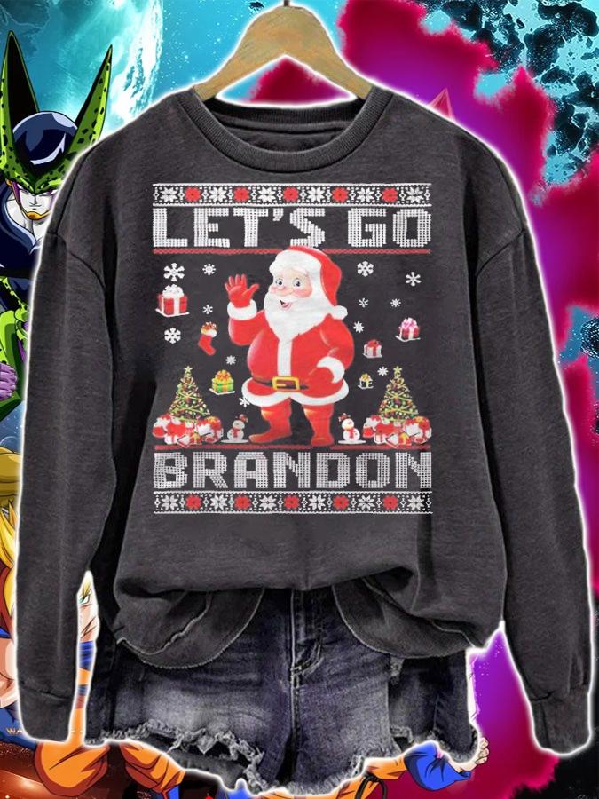 Ugly Santa Claus let's go Brandon Merry Christmas T-shirt sweatshirt