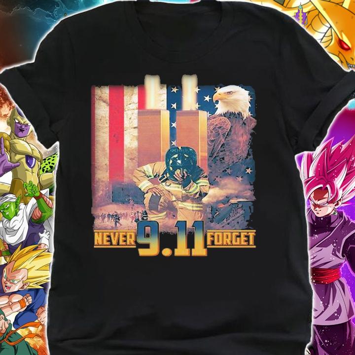 Never forget 9 11 September 11 memorial New York City firefighter T-shirt shirt