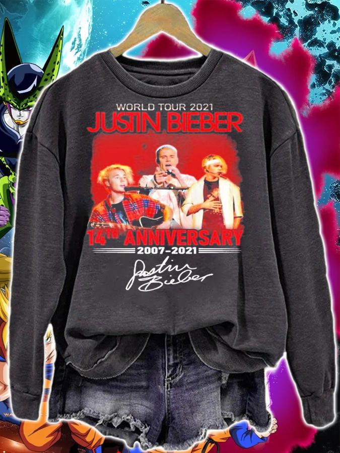 World tour 2021 Justin Bieber 14th anniversary 2007-2021 signature shirt sweatshirt