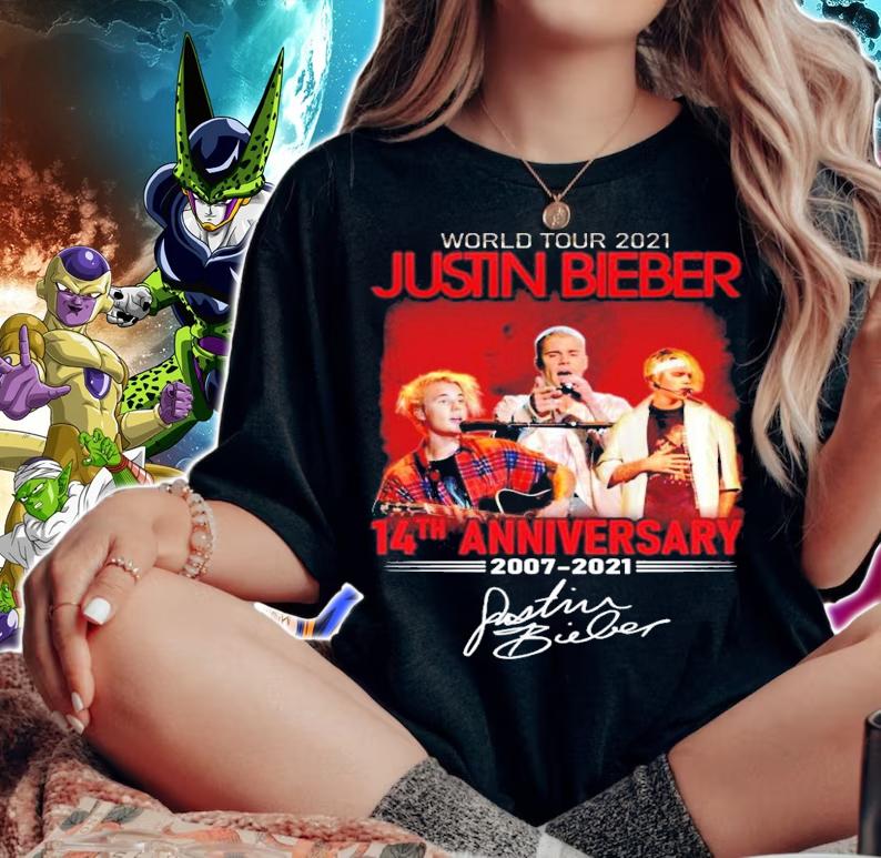 World tour 2021 Justin Bieber 14th anniversary 2007-2021 signature shirt woman shirt