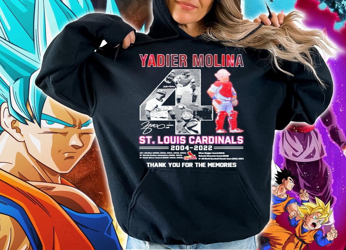 Yadier Molina St Louis Cardinals 2004-2022 signature t-shirt hoodie