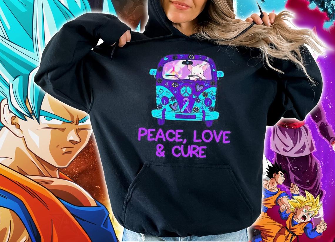 Pig Riding Hippie Car Peace Love And Cure t-shirt hoodie