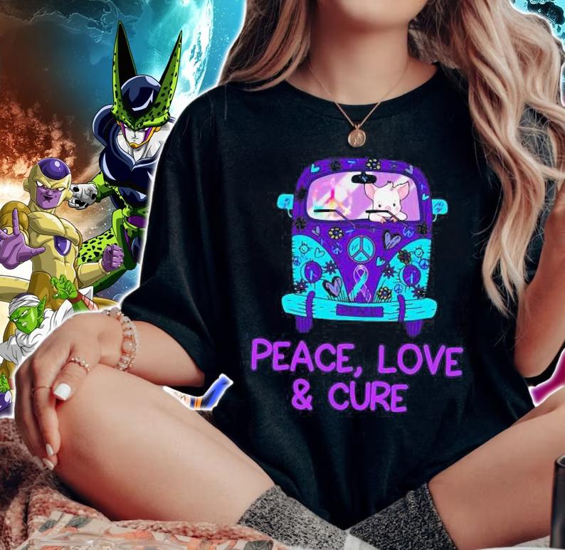 Pig Riding Hippie Car Peace Love And Cure t-shirt woman shirt