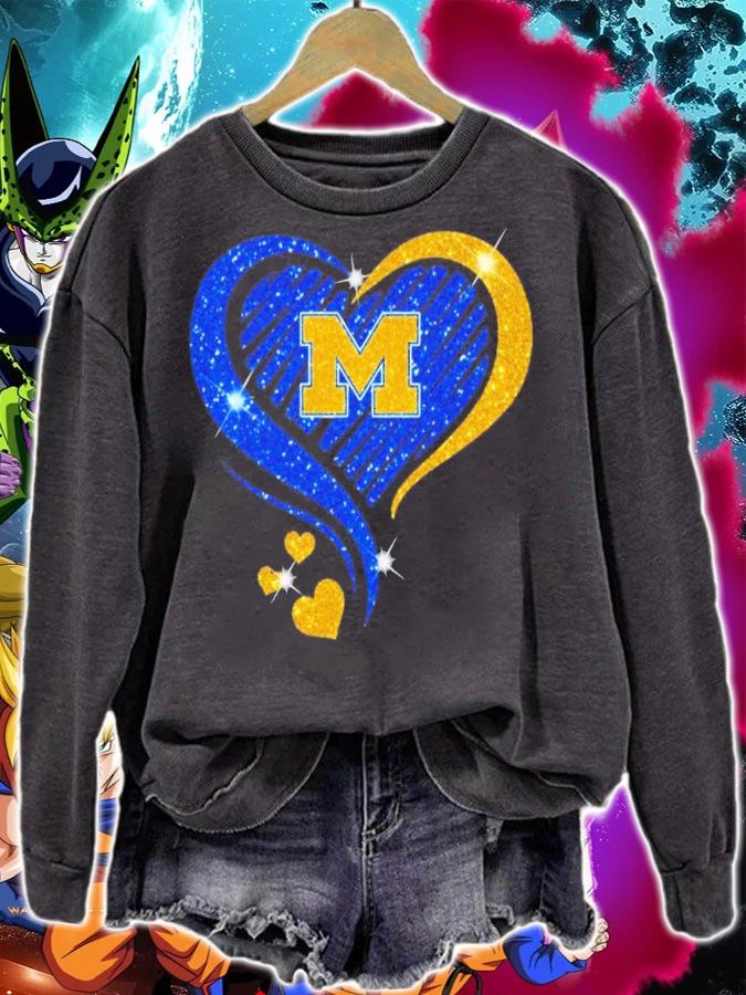 Michigan Wolverines heart love diamond shirt sweatshirt