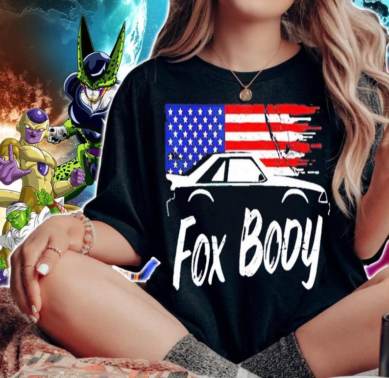 American flag car fox body shirt woman shirt