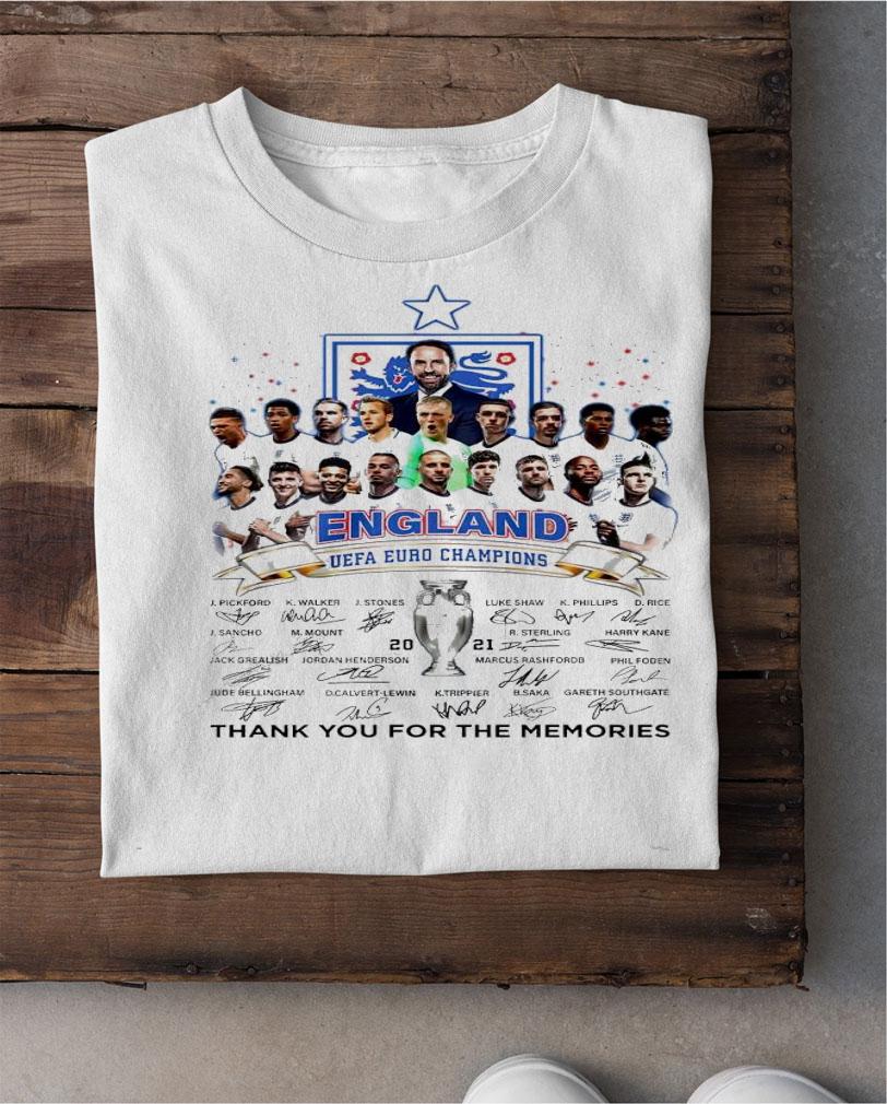 England UEFA Euro Champions 2021 signatures thank you for the memories shirt shirt