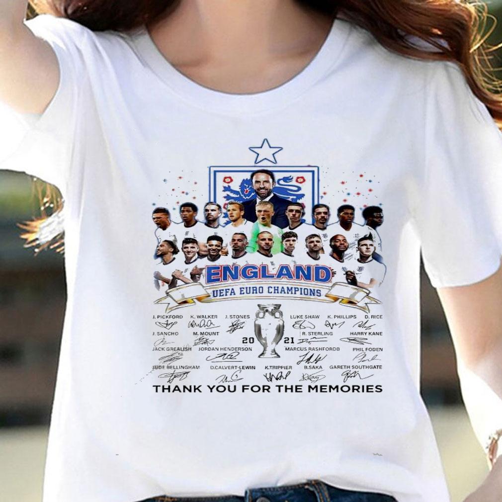 England UEFA Euro Champions 2021 signatures thank you for the memories shirt woman shirt