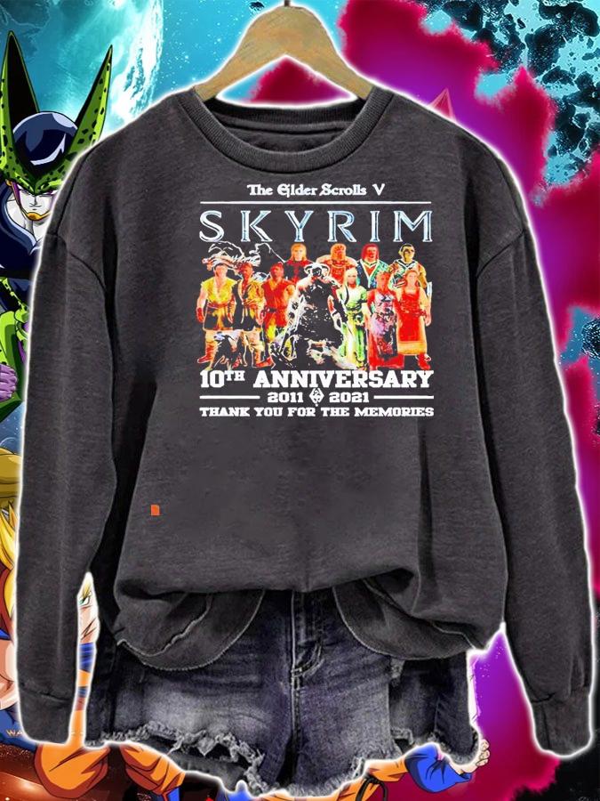 The Elder Scrolls V Skyrim 10th anniversary 2011 2021 thank you for the memories new shirt sweatshirt