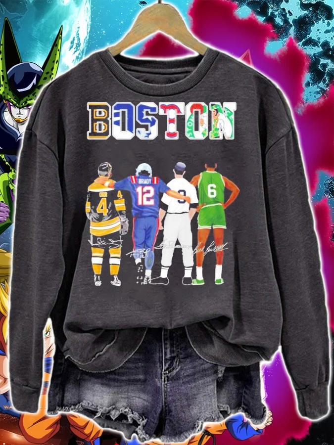 Boston Bobby Orr Tom Brady Ted Williams Bill Russell signatures shirt sweatshirt