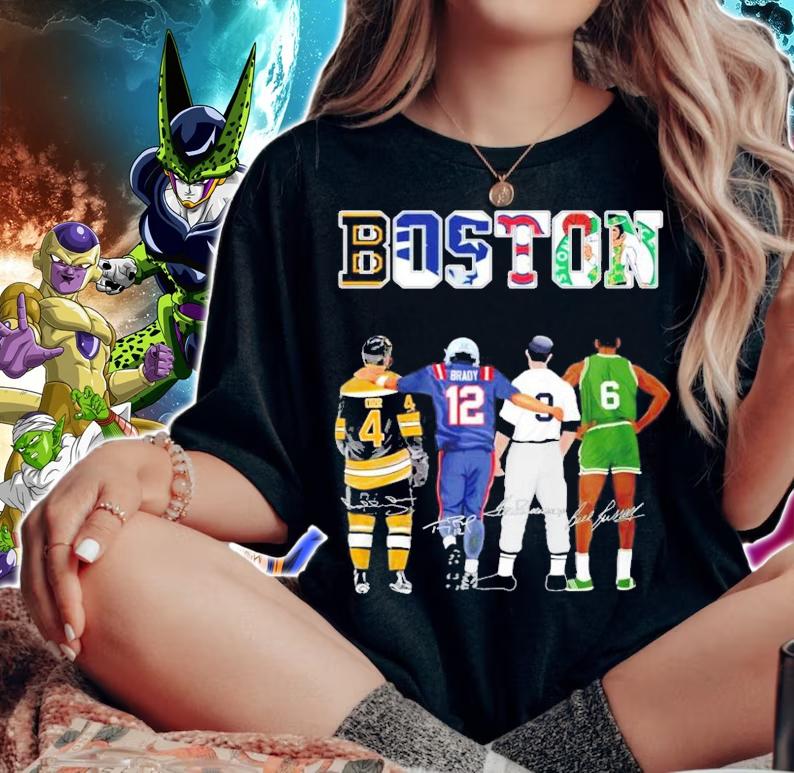 Boston Bobby Orr Tom Brady Ted Williams Bill Russell signatures shirt woman shirt