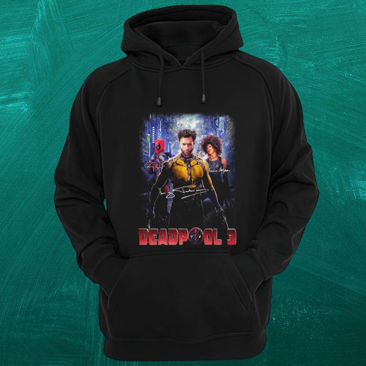 Deadpool 3 Deadpool And Wolverine Characters Signatures T-Shirt hoodie