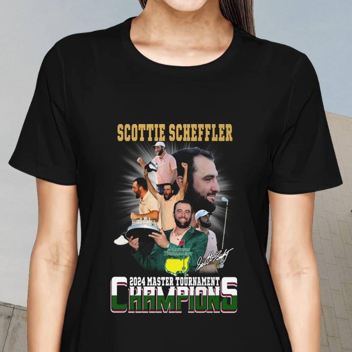 Scottie Scheffler Golfer 2024 Master Tournament Champions Signature T-Shirt womenshirt