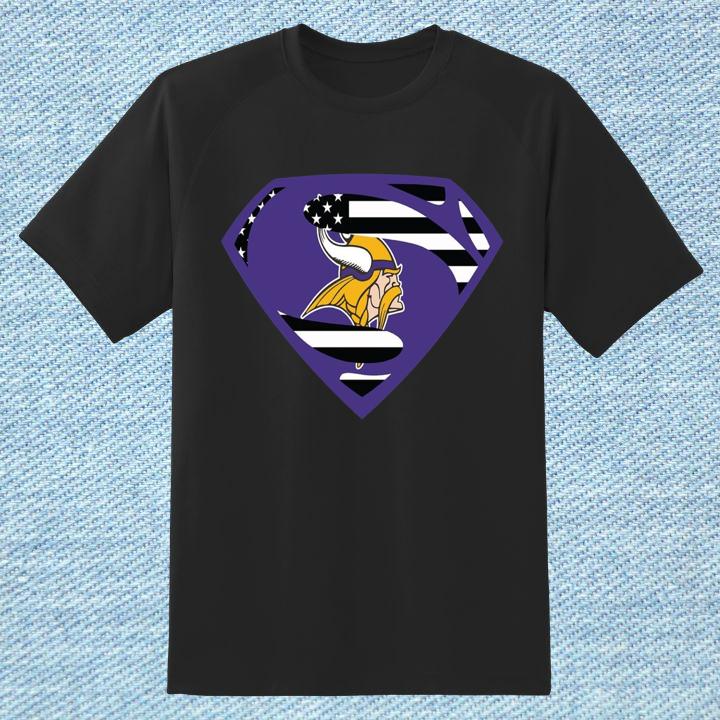 Hot Minnesota Vikings Superman USA Flag 4th Of July Patriotic T-Shirt