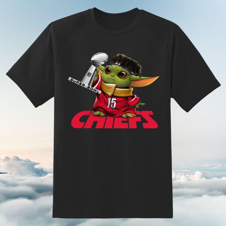 Funny Baby Yoda Patrick Mahomes Kansas City Chiefs Super Bowl T-Shirt
