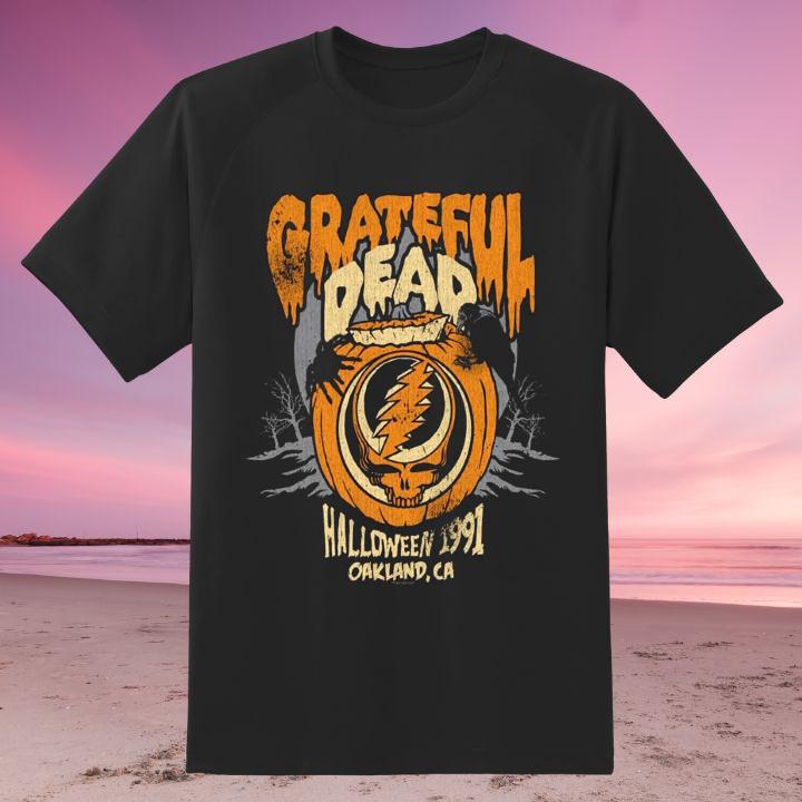 Funny Grateful Dead Pumpkin Halloween 1991 Oakland California T-Shirt