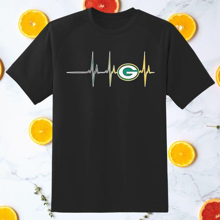 Personalized Green Bay Packers Football Heartbeat T-Shirt