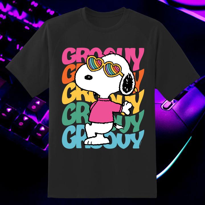Snoopy Rainbow Groovy Stacked T-Shirt