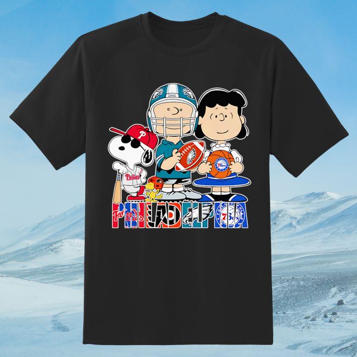 The Peanuts Snoopy Woodstock Charlie Lucy Philadelphia Sports T-Shirt
