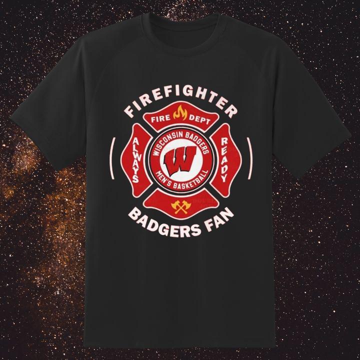 Fire Dept Wisconsin Badgers Logo Mens Basketball Firefighter T-Shirt