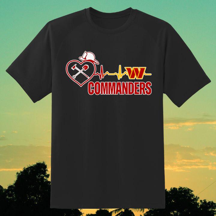 Firefighter Heartbeat Washington Commanders Nurse Stethoscope T-Shirt