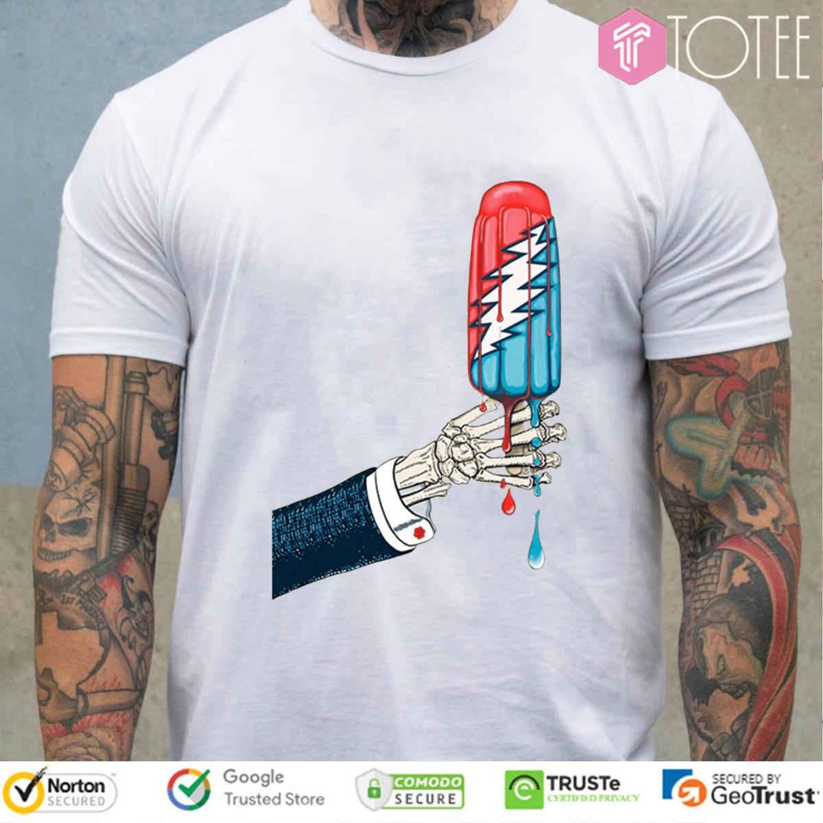 Skeleton Hand Holding Grateful Dead Ice Cream T-Shirt