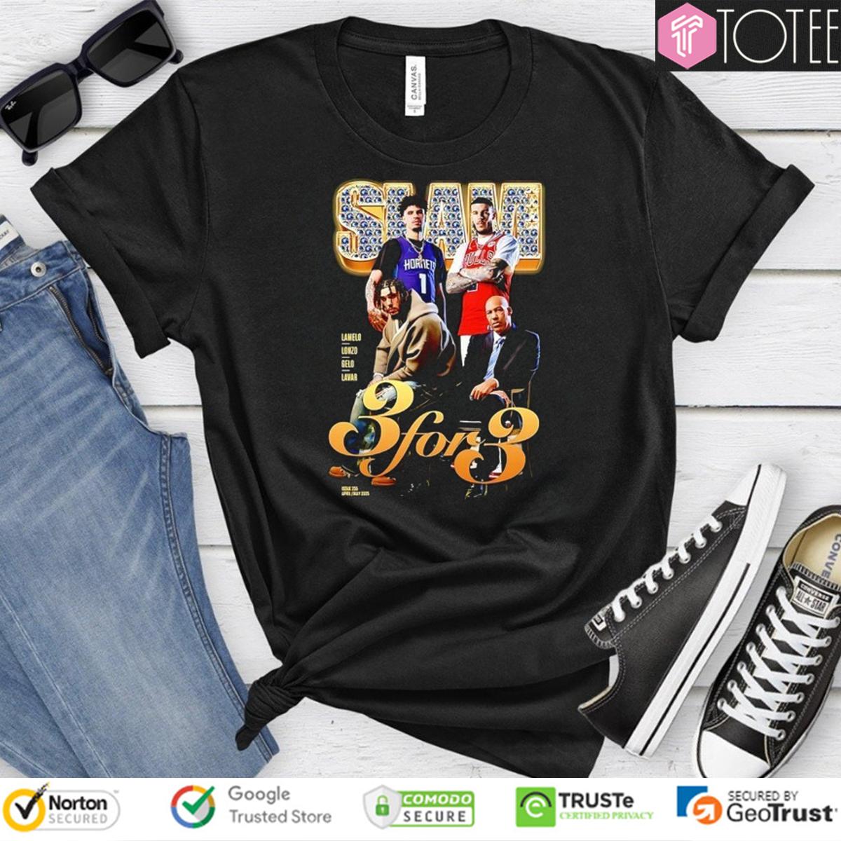 Slam 3 For 3 Lamelo Lonzo Charlotte Hornets Gelo Lavar Greensboro Swarm T-Shirt