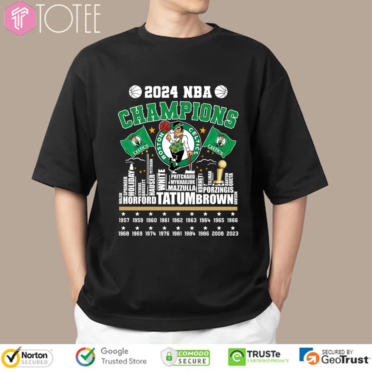 Boston Celtics 2024 Nba Champions City Skyline Players Names Shirt