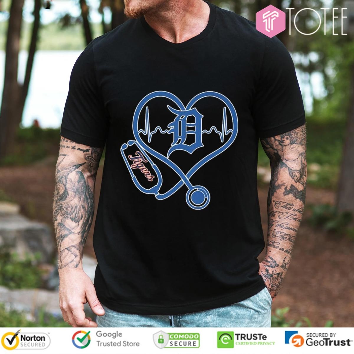 Stethoscope Detroit Tigers Heartbeat Nurse t-shirt