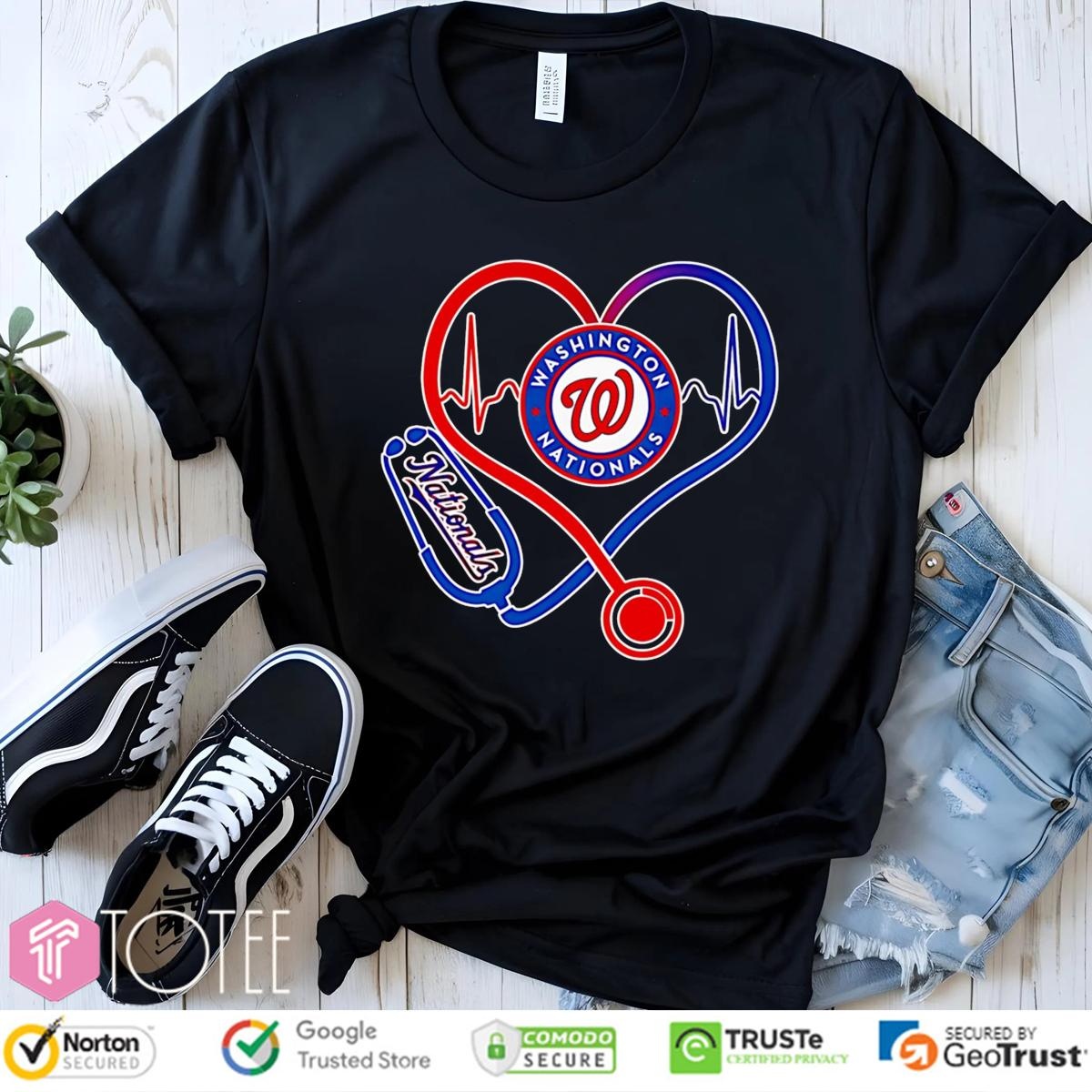 Stethoscope Washington Nationals Heartbeat Nurse t-shirt