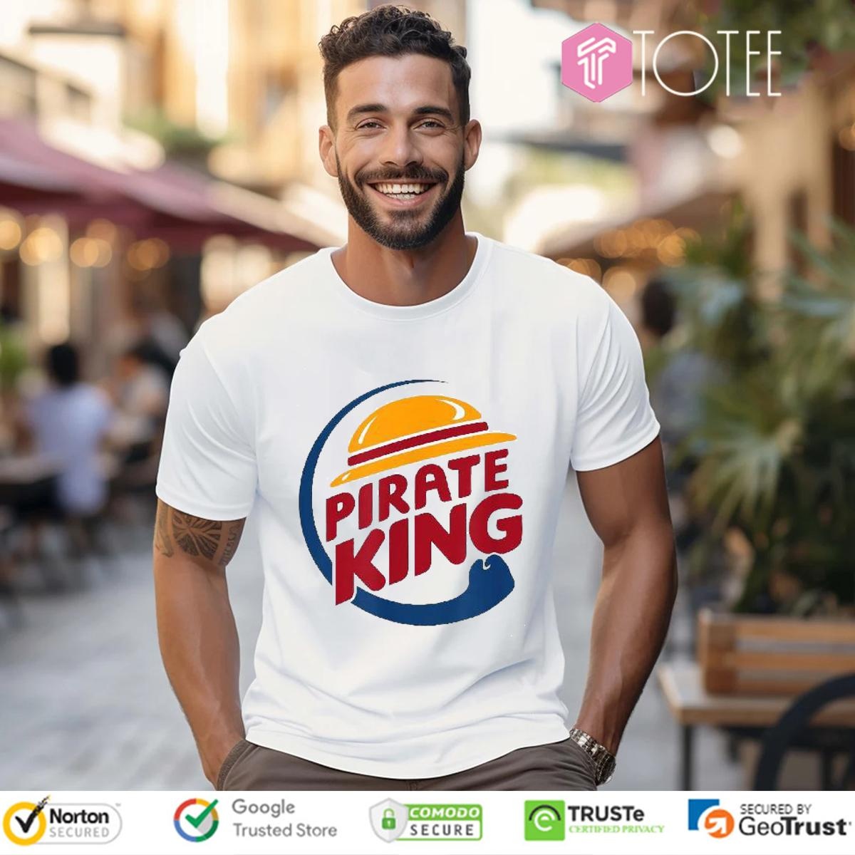 Straw Hat Pirate King Parody One Piece Burger King Logo T-shirt
