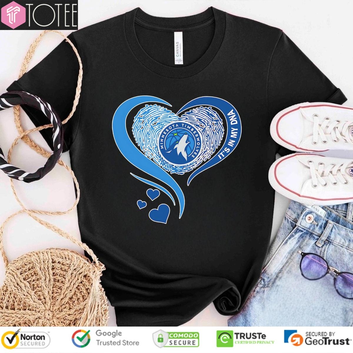Its In My Dna Minnesota Timberwolves Nba Basketball Heart T-shirt